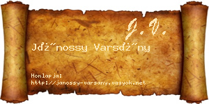 Jánossy Varsány névjegykártya